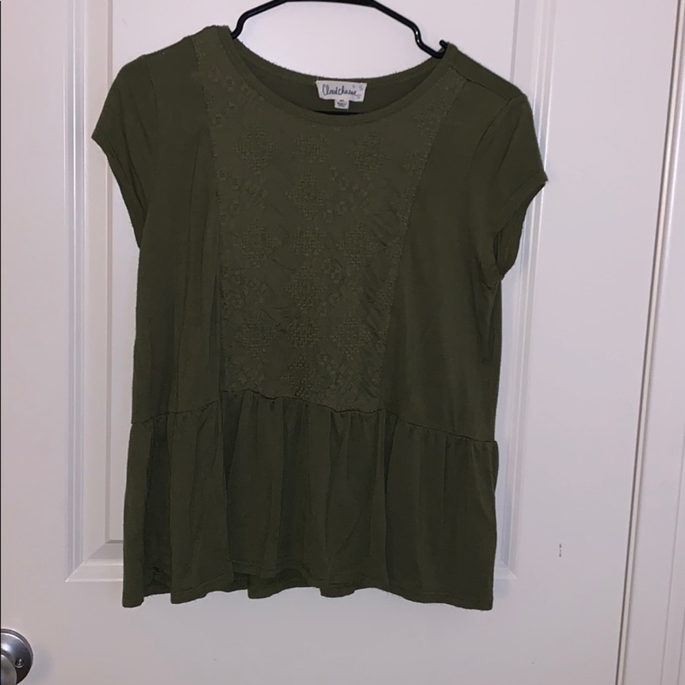Olive green t-shirt blouse